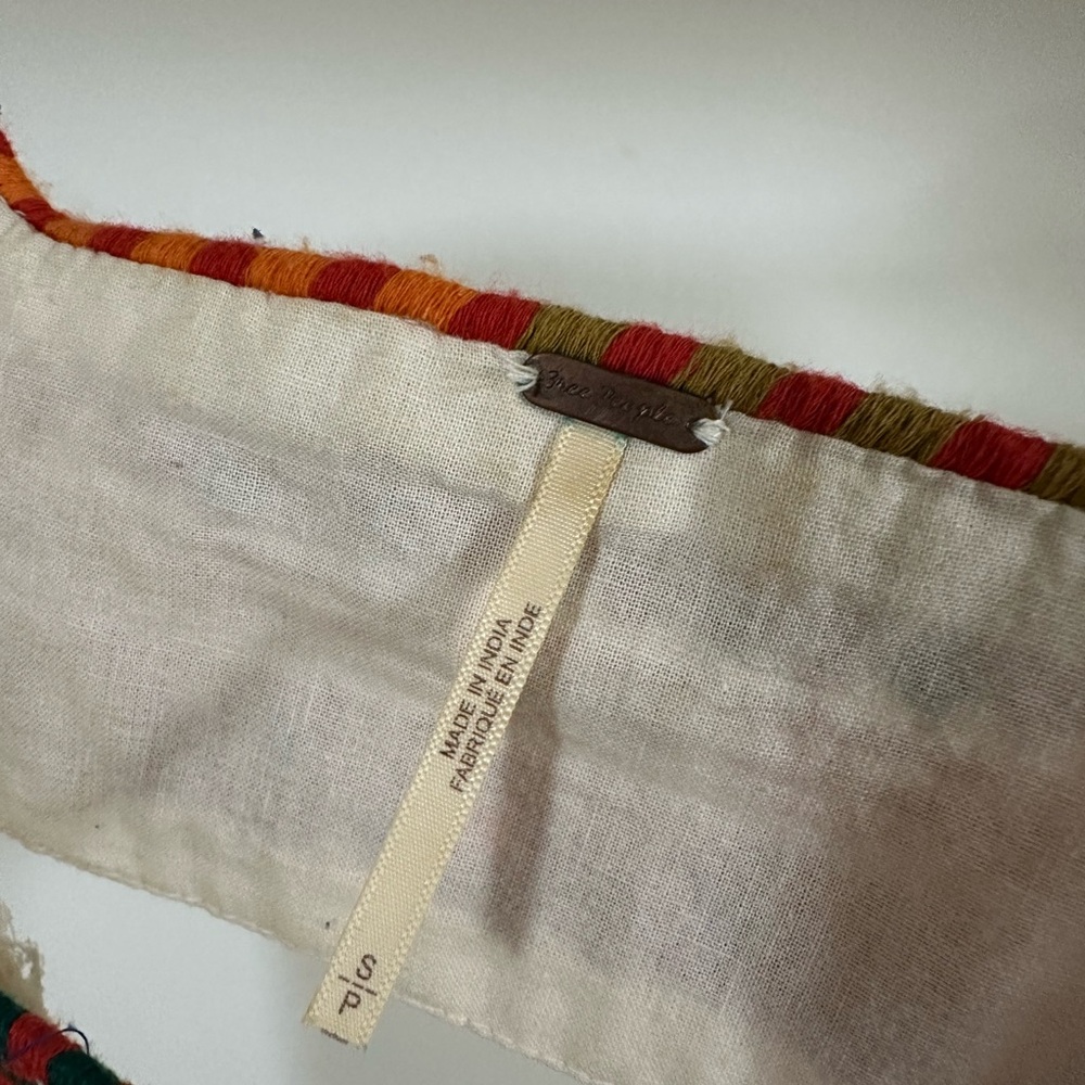 Free People Embroidered Ivory Dress with Red Accents and Open Back - Picture 5 of 5
